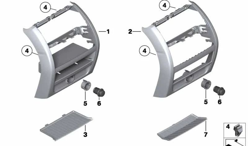 Revestimiento consola central trasera para BMW Serie 5 F10, F11, F18 (OEM 51169206791). Original BMW.