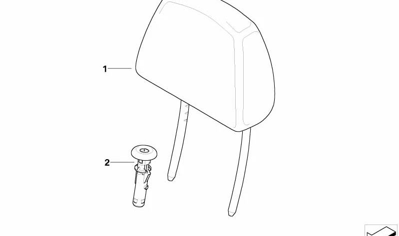 Guía del reposacabezas para BMW Serie 3 E90, E91, E92 (OEM 52106955519). Original BMW