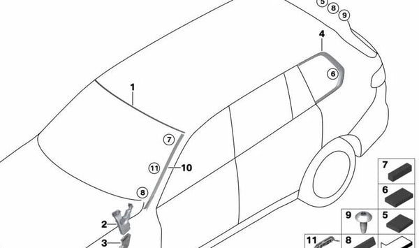 Cristal lateral trasero izquierdo OEM 51377444123 para BMW G07 (X7). Original BMW.