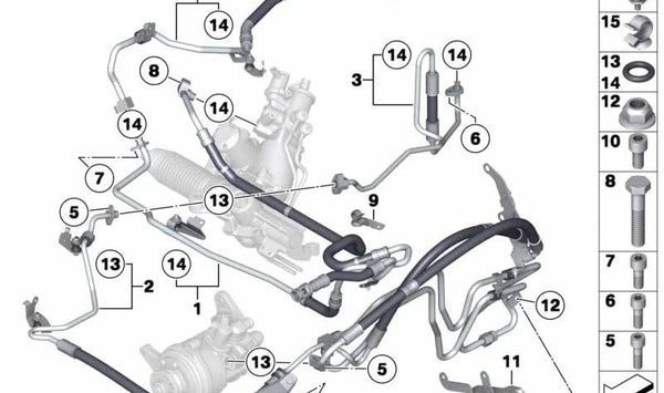 Tubería de retorno de aceite OEM 32416796380 para BMW F07, F01, F02 (Serie 5 GT, Serie 7). Original BMW