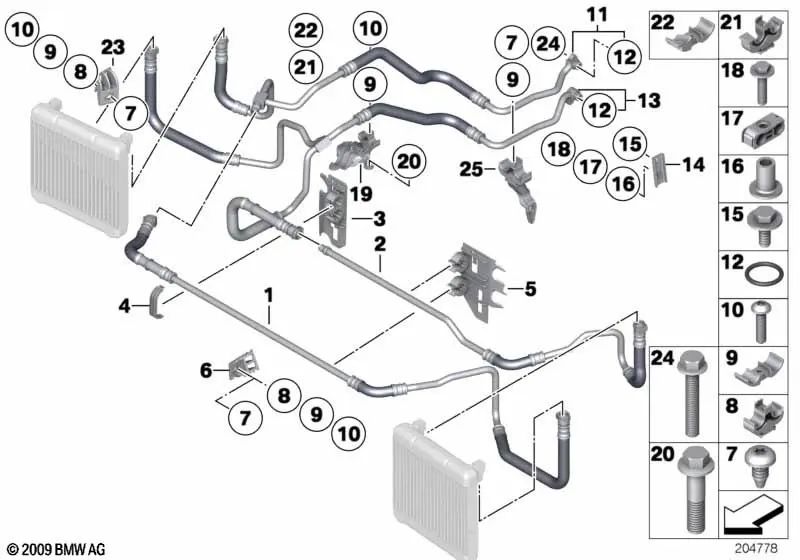 Tubería de Retorno del Enfriador de Aceite para BMW F01, F02 (OEM 17227590612). Original BMW.