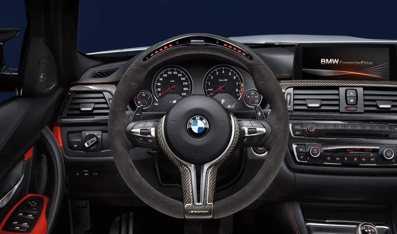 M Performance steering wheel for BMW F80, F80N, F82, F83 (OEM 32302344148). Genuine BMW.