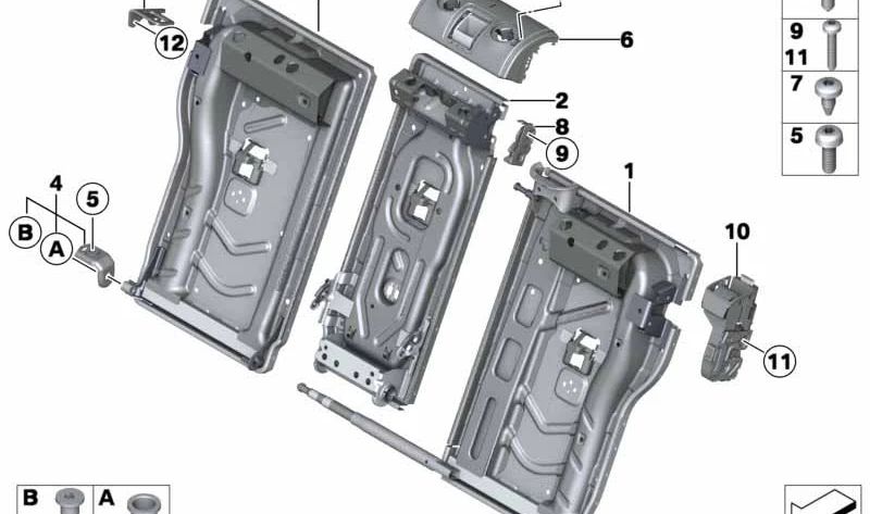 Estructura del respaldo derecho OEM 52207266525 para BMW F20, F21. Original BMW