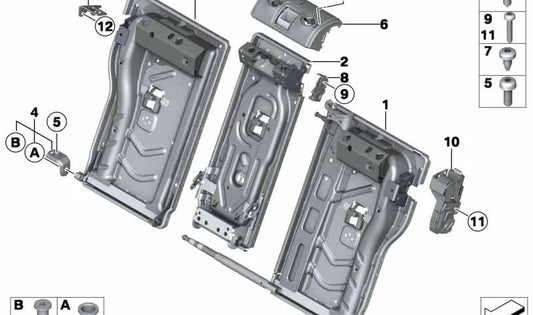 Estructura de respaldo izquierda OEM 52207267865 para BMW F20, F21. Original BMW.