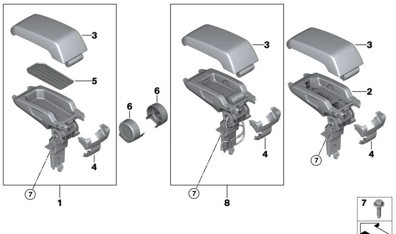 Tapa apoyabrazos central OEM 51169330947 para BMW i3 (I01). Original BMW.