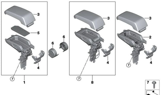 Reposabrazos Central Teléfono para BMW I01, I01N (OEM 51169283173). Original BMW