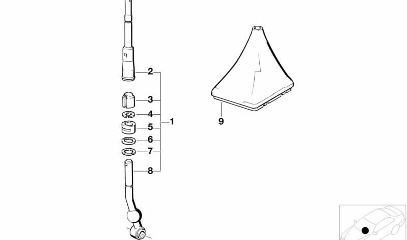 Parte Inferior de la Palanca de Cambios para BMW Serie 7 E32 (OEM 25111220698). Original BMW