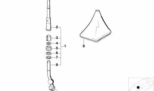 Parte Inferior de la Palanca de Cambios para BMW Serie 7 E32 (OEM 25111220698). Original BMW