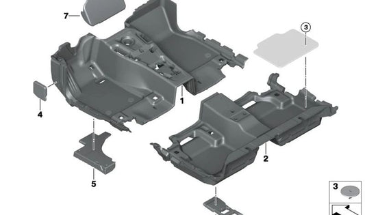 Revestimiento del suelo delantero para BMW G32, G32N (OEM 51478067842). Original BMW.