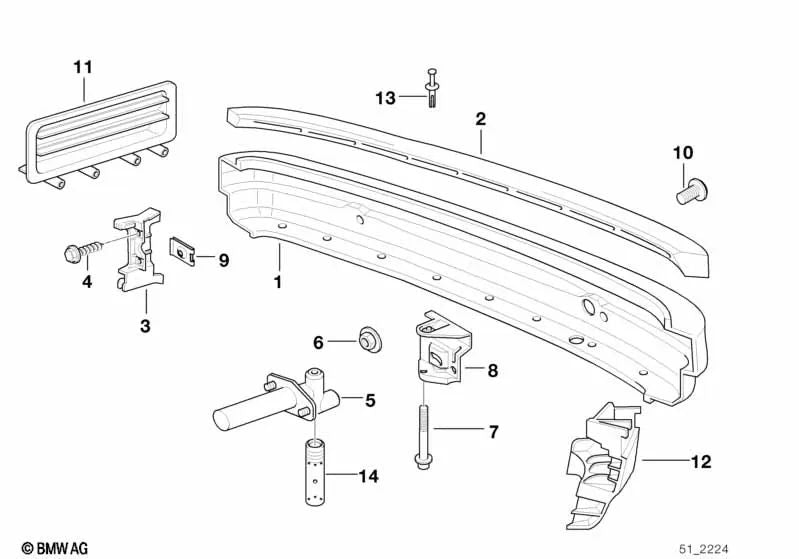 Pasador para BMW Serie 3 E30, E36, Serie 5 E34 (OEM 51121946168). Original BMW.