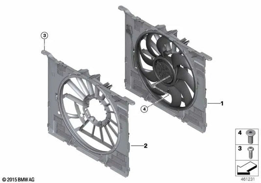 Marco del ventilador con válvulas para BMW Serie 5 F90, G30, Serie 6 G32, Serie 7 G12, Serie 8 F91, G14 (OEM 17427953402). Original BMW.