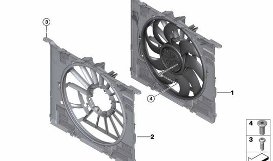 Marco del Ventilador con Anillo Acústico para BMW G30, G31, G38, G32, G11, G12 (OEM 17427933878). Original BMW