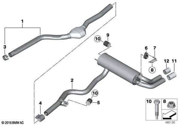 Silenciador para BMW F34, F34N (OEM 18308597046). Original BMW.