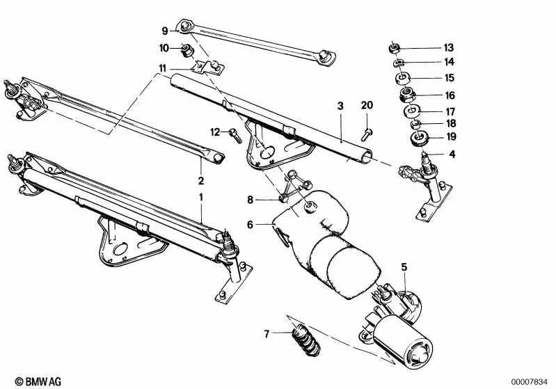 Motor del limpiaparabrisas para BMW Serie 5 E12 (OEM 61611367808). Original BMW