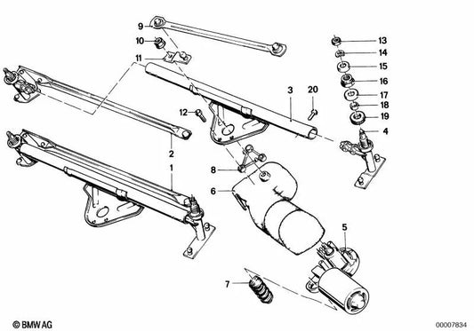 Motor del limpiaparabrisas para BMW Serie 5 E12 (OEM 61611367808). Original BMW