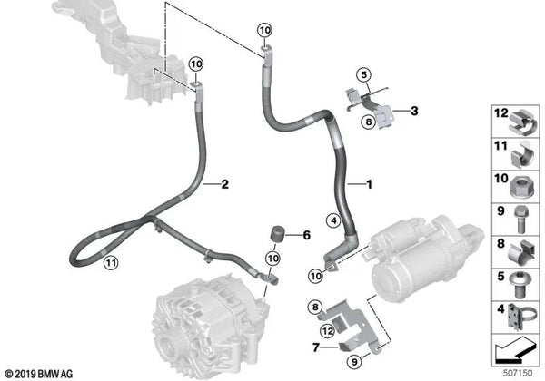 Soporte de metal para BMW Serie 5 F90N, G30, G30N, Serie 7 G11N, G12N, Serie 8 G14, G15, G16, X5 G05, X7 G07 (OEM 12527856800). Original BMW.