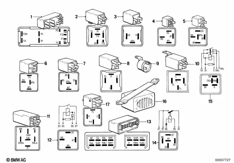 Relé de intermitencias de emergencia para BMW Serie 3 E21, E30, Serie 5 E28, Serie 6 E24, Serie 7 E23 (OEM 61311371909). Original BMW