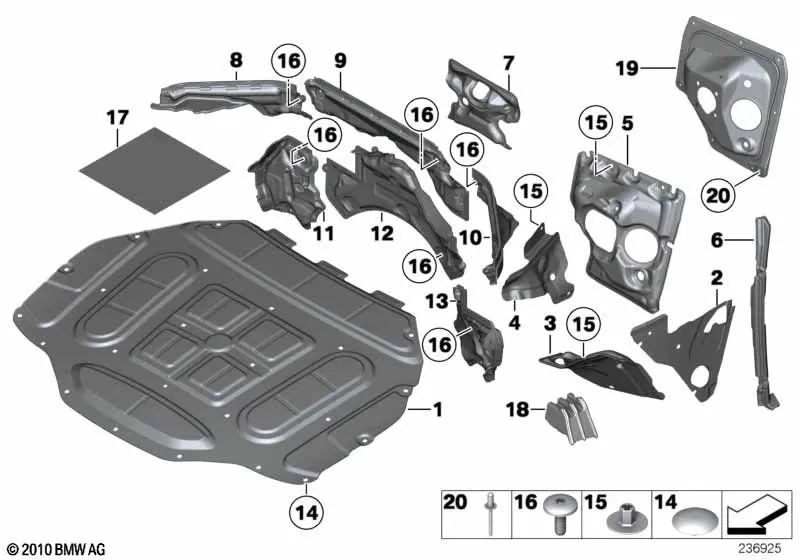 Sellado derecho para BMW F01, F02, F04 (OEM 51487225669). Original BMW.