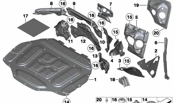 Aislamiento Acústico del Capó Frontal para BMW F01, F02, F01N, F02N (OEM 51489168665). Original BMW