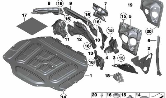 Akustische Isolierung OEM 51486989771 für BMW F01, F02, F04. Original BMW.