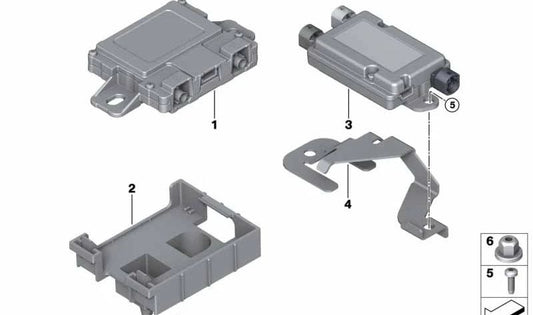 Suporte de deslocamento LTE para BMW Série 2 F45, F46, Série 5 F90, G30, G31, Série 6 G32, Série 7 G11, G12, X1 F48, X2 F39 (OEM 84109323875). BMW original