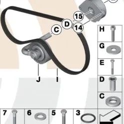 Conjunto de transmisión por correa del compresor de aire acondicionado para BMW E60, E61 (OEM 11282339152). Original BMW