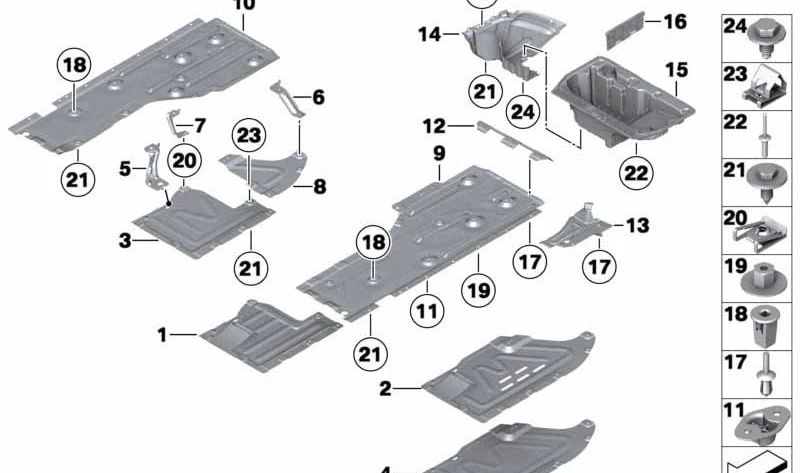 Lower Center Trim Bracket for BMW E81, E82, E87, E88, E90, E91, E92, E93, X1 E84 (OEM 51717111009). Original BMW