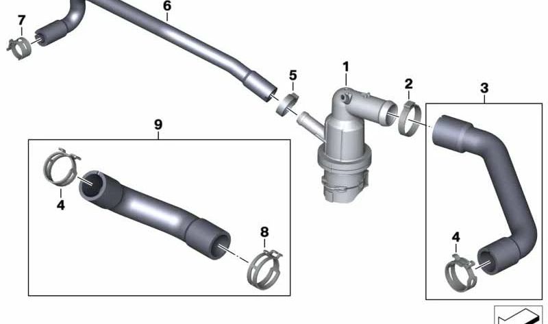 Abrazadera para BMW Serie 3 E90, E92, E93, R Motorrad K50, K51, K52, K53, K54 (OEM 13417838511). Original BMW