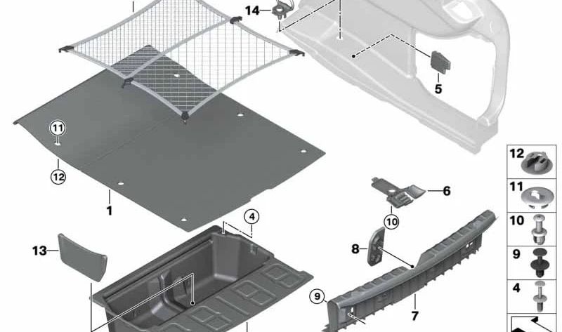 Boot floor for BMW F32N, F82 (OEM 51477284140). Original BMW