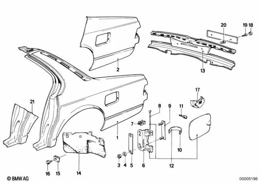 Karosserieabschlussblech para BMW E23 (OEM 41341852343). Original BMW