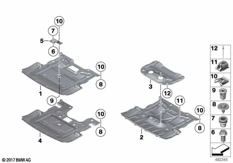 Tuerca remachada ciega de cabeza plana para BMW Serie 5 F10, F11, F18N, Serie 6 F12, Serie 7 F01, F01N, F02N (OEM 41107230875). Original BMW.