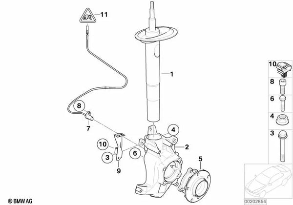 Amortiguador delantero izquierdo para BMW E65, E66 (OEM 31316785527). Original BMW