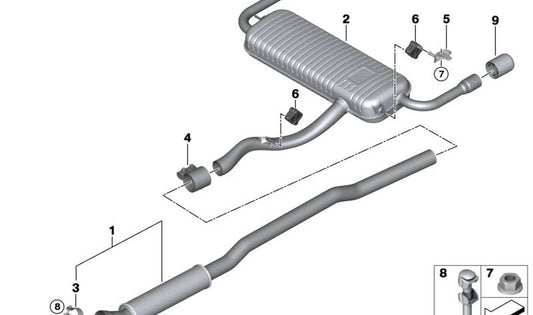 Silencioso delantero OEM 18308627219 para BMW F48, F39. Original BMW.