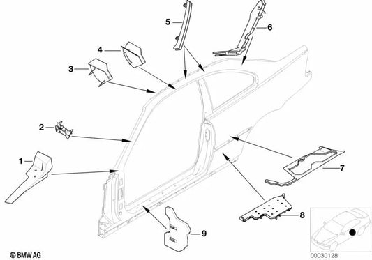 Center roof frame part for BMW E46 (OEM 41218226514). Original BMW