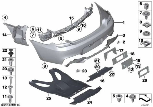 Conjunto de Montaje del Sensor PDC Trasero para BMW F06, F12, F13 (OEM 51122239342). Original BMW