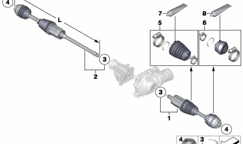 Kit de reparación fuelle interior OEM 31607608095 para BMW E70, F15, E71, F16. Original BMW.