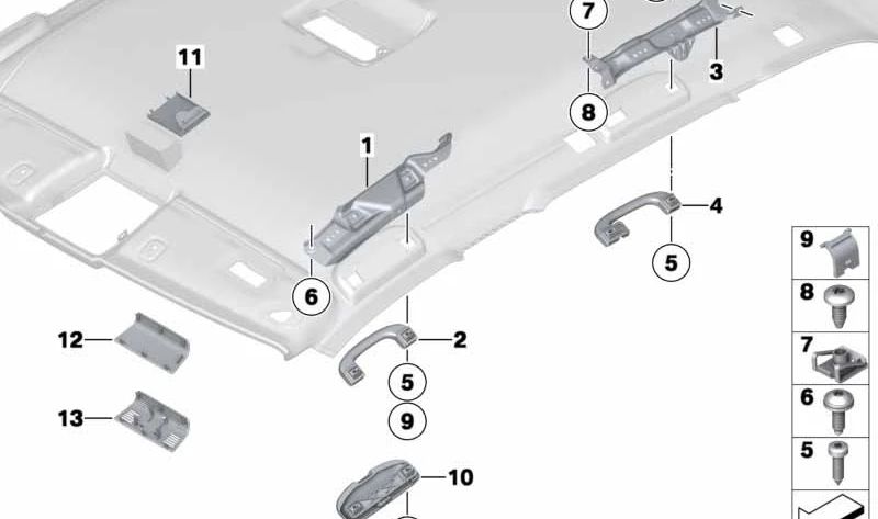 Asidero delantero para BMW Serie 1 E81, E82, E87, E87N, Serie 3 E90, E91, E92, Serie 5 E60, E61, X1 E84 (OEM 51169143523). Original BMW