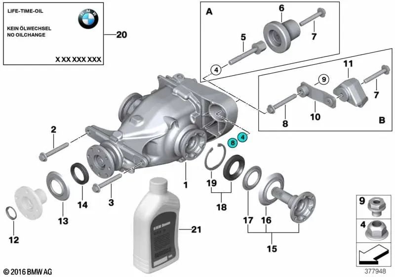 Transmisión del Eje Trasero para BMW E88, E90, E91, E92, E93, X1 E84 (OEM 33107591022). Original BMW