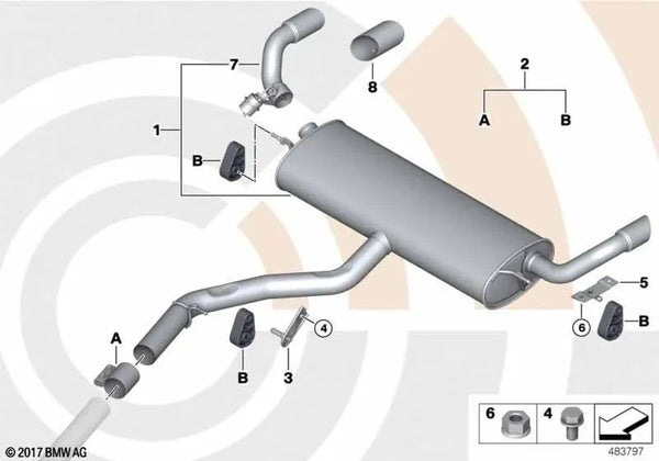 Silenciador trasero con válvula de escape para BMW E70N (OEM 18307646126). Original BMW