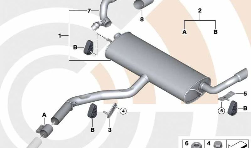 Rear Silencer Mounting Kit for BMW X5 E70N, X6 E71 (OEM 18302455251). Original BMW