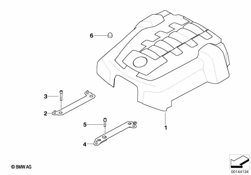 Soporte para capó insonorizado para BMW Serie 5 E60, E60N, E61, E61N; Serie 6 E63, E63N, E64, E64N; Serie 7 E65, E66 (OEM 11617545203). Original BMW.