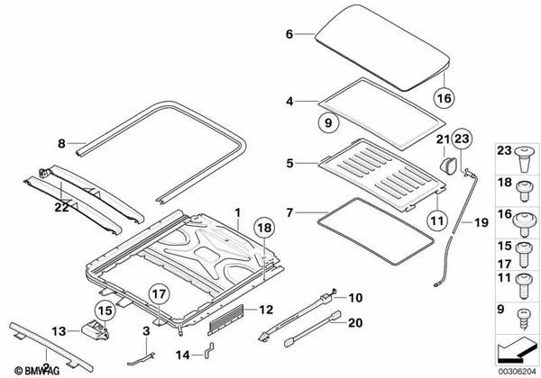 Schiebehimmel para BMW X6 E71, E72 (OEM 54137227523). Original BMW.