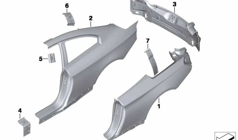 Carcasa trasera OEM 41347263836 para BMW F12, F13, F06. Original BMW.