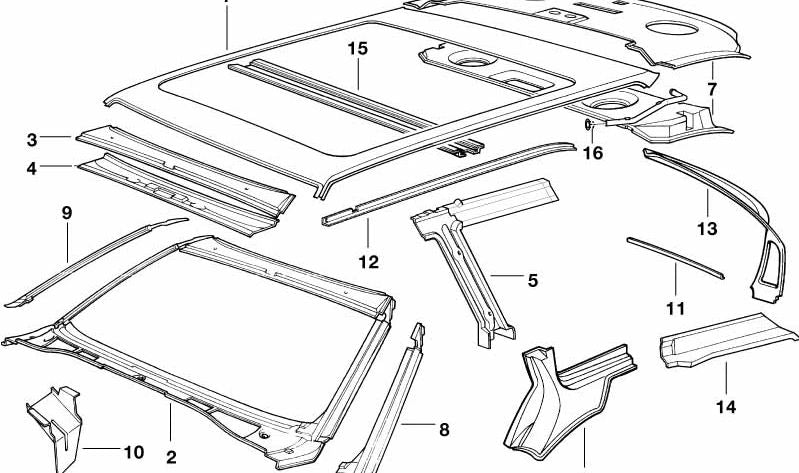 Reforço do teto OEM 41231963142 para BMW E34, E32. BMW original.