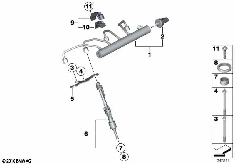 Inyector para BMW Serie 3 F30 (OEM 13647629174). Original BMW