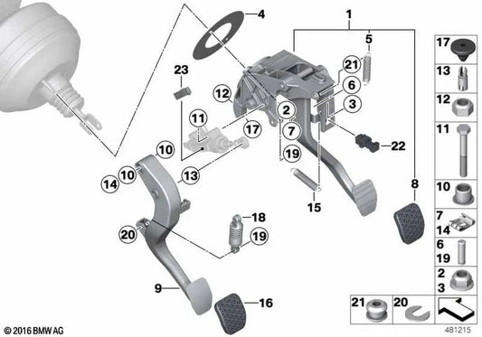 Conjunto completo de pedalera para BMW F20N, F21N, F22, F23, F87, F80N, F82N (OEM 35006876795). Original BMW