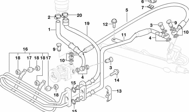 Línea de retorno para BMW Serie 3 E36 (OEM 32411091766). Original BMW.