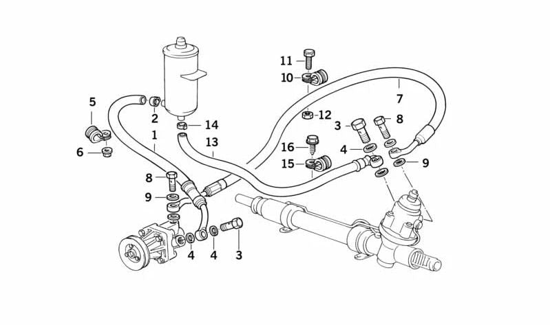 Manguera de presión dirección asistida OEM 32411141646 para BMW E34. Original BMW.