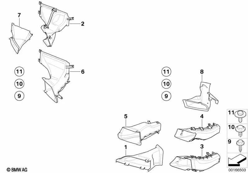 Guía de aire del freno delantero derecho para BMW Serie 3 E90N, E91N (OEM 51747138414). Original BMW.