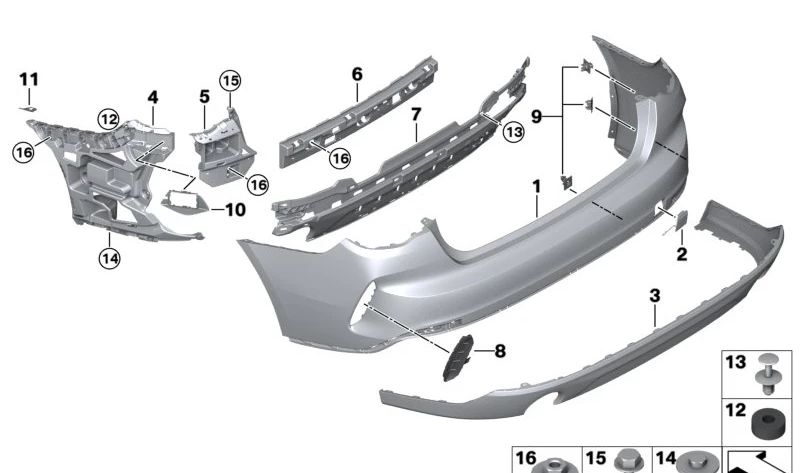 Adattatore di supporto posteriore OEM 51128737074 per BMW G26. BMW originale.